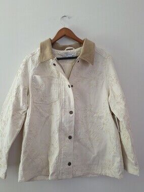 Embroidered Barn Jacket Western Chic Rodeo 90s Womens L And Now This Cream NWT